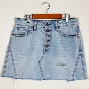 We The Free Button Fly Mini Denim Skirt